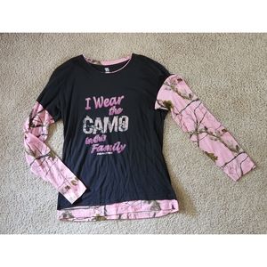 Long Sleeve Pink Camo Top